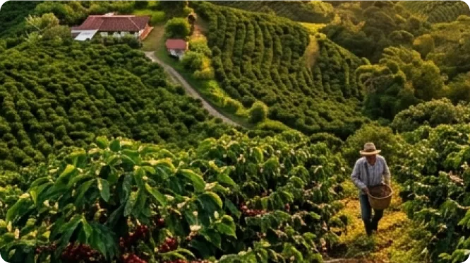 Cultivo de café en las montañas de Quindío